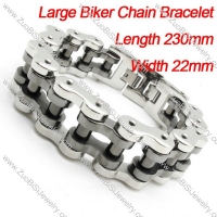 Silver Black Polishing Motorcycle Bike Chain Bracelet -b000627-1