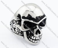 Stainless Steel skull Ring with 2 black eyes - JR090276