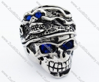 Fierce Stainless Steel skull Ring with blue eyes - JR090274