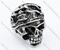 Two Fierce Black Eyes Stainless Steel skull Ring - JR090273