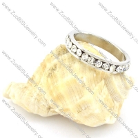 High Polishing Stainless Steel Wedding Ring CNC Clear Zircon -r000633