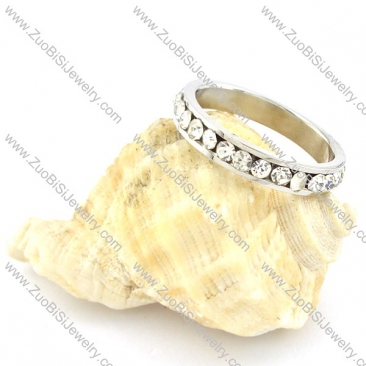 High Polishing Stainless Steel Wedding Ring CNC Clear Zircon -r000633