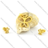 Gold Butterfly Jewelry Sets of Pendant and Earring -s000457