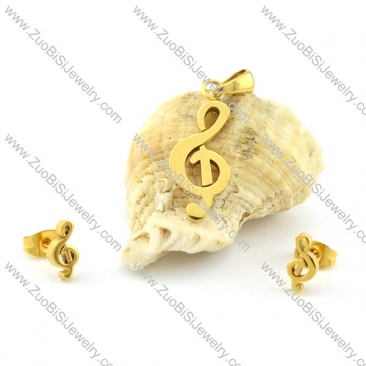 Jewelry Sets of Music Note Pendant and Earring -s000462