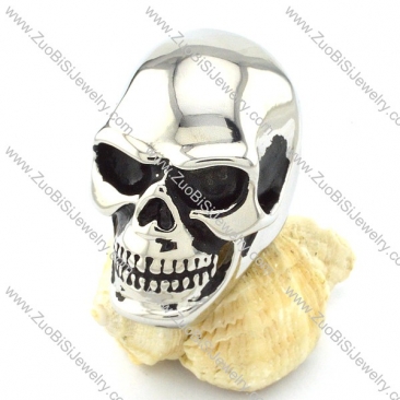 Silver Tone Large Bareheaded Skull Ring in Stainless Steel for Mens -r000720