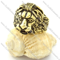 Gold Tone Fat Lion Ring in Stainless Steel -r000724