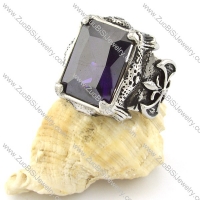 Mens Big Square Facted Blue Stone Ring in Stainless Steel for Champion -r000728