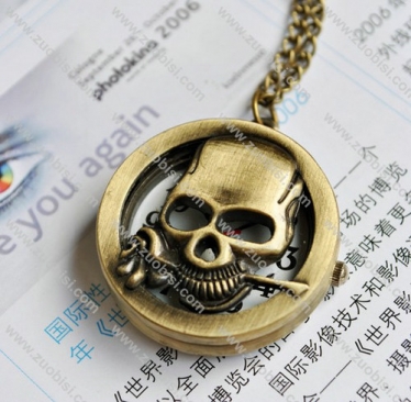 Rose Skull Pocket Watch with Chain -PW000166
