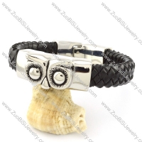 Black Leather Owl Bracelet for Men -b001004