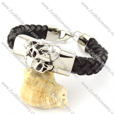 Black Leather Bracelet for Men -b001008