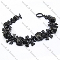 7 Black Plating Crossbones Charm Bracelet with OT Buckle JB170098
