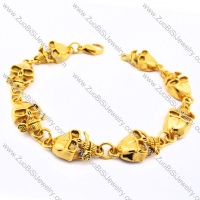 8 Gold Plating Stainless Steel Skull with Rose Bracelet JB170100