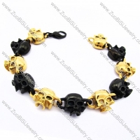 5 Black Plating Skulls and 6 Gold Plating Skull Heads Charms Bracelet JB170102