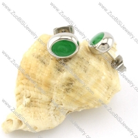 Green Stone Earring in Stainless Steel Metal -e000556