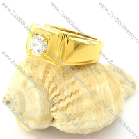 yellow gold plated stainless steel CZ Rings -r000845