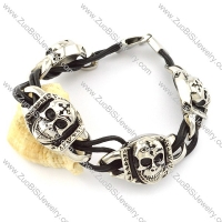 excellent Stainless Steel Leather Bracelet -b001294