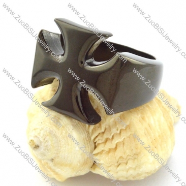 Cool Black Finished Stainless Steel Cross Ring -r000879
