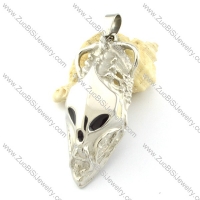 Bloodcurdling Skull Pendant in Stainless Steel With Black Eyes and Nose -p001073