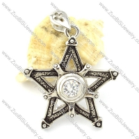 Big Clear CZ Stone Kore Pentacle Pendant in Stainless Steel -p001126