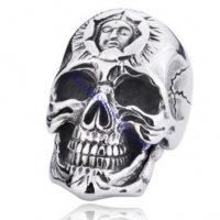 Large Silver Skull Ring in Stainless Steel JR350152