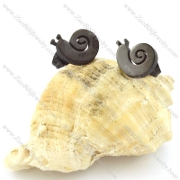 Black Tone Cutting Snail Earring in Stainless Steel -e000604