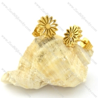 Unique Gold Tone Cutting Flower Earring in Stainless Steel -e000618