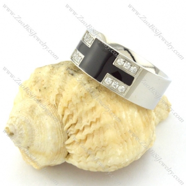 Silver and Black Tone Elegant Ring in Stainless Steel for Ladies -r000921