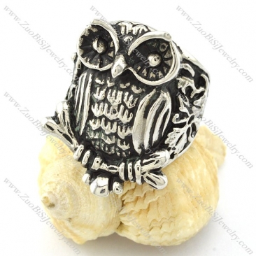 Animal Jewelry with Shaped of Owl Ring in Stainless Steel -r000975