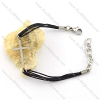 unique cross charm bracelet with black velvet rope for ladies -b001312