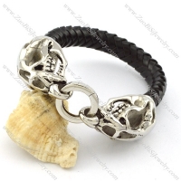 Two Dinosaur Heads Bracelet with Leather Cord -b001326