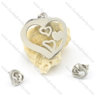 stainless steel heart earring and pendant for girls s000844