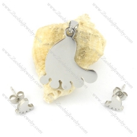 foot pendant and earring in stainless steel s000834