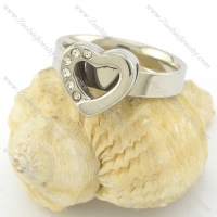 Silver Stainless Steel Heart Ring with Rhinestones r001510