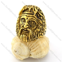 stainless steel ring for men in gold plating with shaped of famous person -r001084