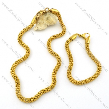 corn chain jewelry set including gold tone bracelet and necklace -s000708