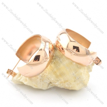 shiny rose gold smooth stainless steel earring e000789