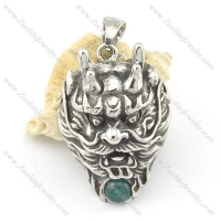 41mm big stainless steel dragon pendant with green ball p001583