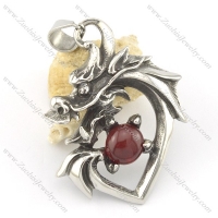 dragon pendant with dark red glass ball p001582