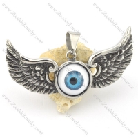 blue flying eyeball pendant with 2 wings p001581