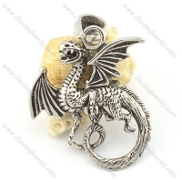 stainless steel fire-breathing dragon pendant p001573