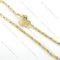 0.6cm wide gold plating and silver stainless steel bamboo chain n000526