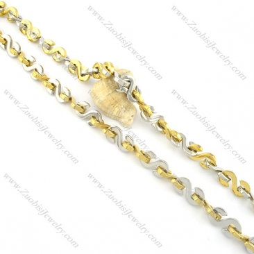 1cm wide gold and silver S shaped stainless steel necklace chain n000524