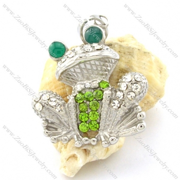 Frog Pendant with Green Rhinestones -p001175