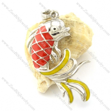 Stainless Steel Carp Pendants in Red Epoxy -p001174