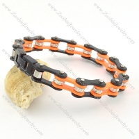 two tone black and orange biker chain bracelet with top grade crystal ball for unisex b002059