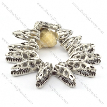 11 hollow dinosaur skull bracelet in shiny stainless steel b002052
