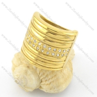 gold plated rings with many small clear rhinestones r001321