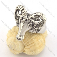 silver antelope ring in stainless steel r001341