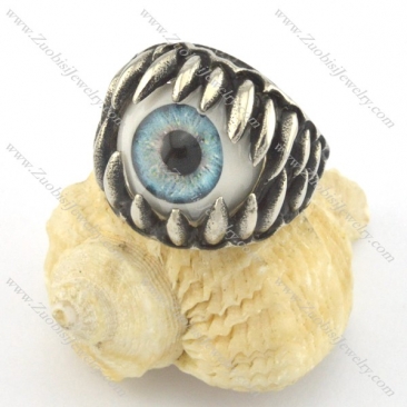 pale blue evil eye jewelry in stainless steel ring r001425