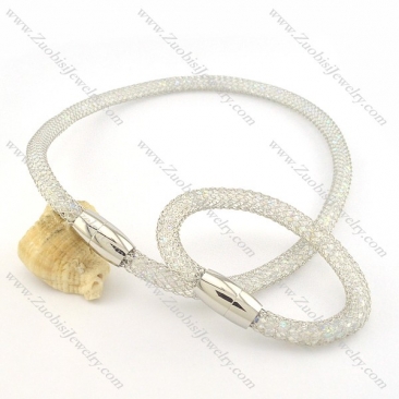 stainless steel soft net chain with clear ab color zircon s000778